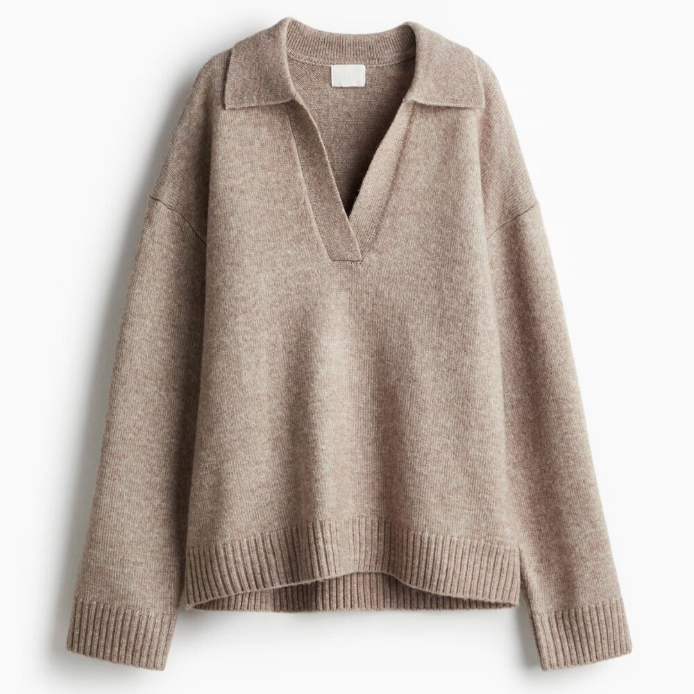 H&M V-Neck Sweater - Beige